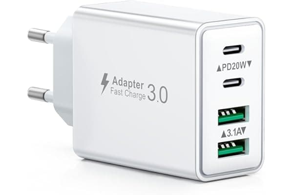 Caricatore USB C Presa, 40W 4-Porto Alimentatore USB Multipla Ricarica Veloce Tipo C Caricabatterie Spinotto Multiplo Carica Spina Rapido Caricatore per iPhone 16 15 14 13 12 11 Pro Max Plus,Samsung