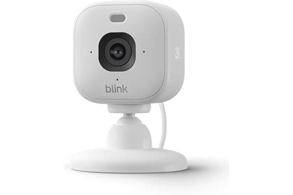 Videocamera Mini 2K+ Blink (ultimo modello) | Videocamera di sicurezza domestica con alimentatore plug-in, risoluzione video 2K, zoom 4x, visione notturna a colori | 1 videocamera – Bianca