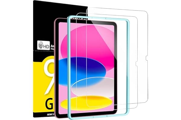 NEW'C 2 Pezzi, Pellicola Prottetiva per iPad (A16) 11a generazione 2025, iPad 10a generazione 10,9 Pollici 2022, Vetro Temperato, Telaio di facile installazione, Durezza 9H,Ultra Resistente