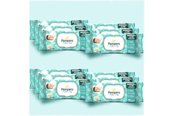 Pampers Baby Dry Salviette Umidificate per Neonati e Bambini, 840 Unità (12 Confezioni), Formato Scorta, Con Aloe Vera, Ripristina il PH Naturale della Pelle, Protezione da Irritazioni