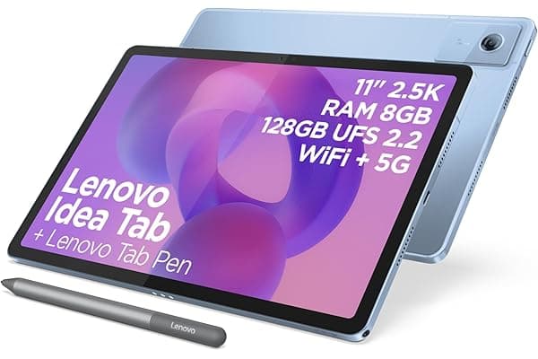 Lenovo Idea Tab Tablet - Display 11" 2.5K (2560x1600) 90Hz, Processore Mediatek Dimenity 6300, RAM 8GB, Memoria 128GB, WiFi 5, Tablet Android 15, Tab Pen inclusa - Polar Blue