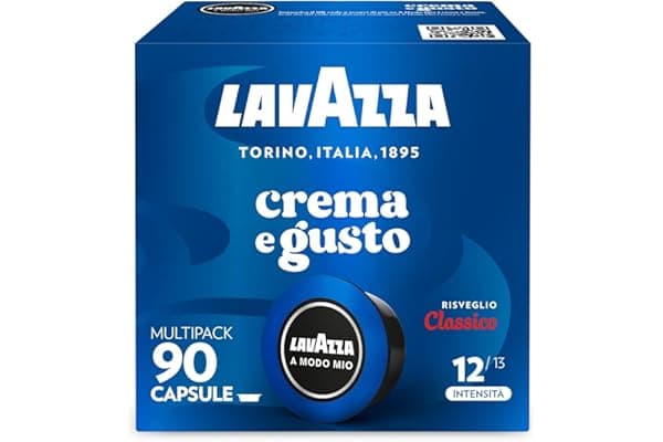 Lavazza, A Modo Mio Crema e Gusto Classico, 90 Capsule Caffè, per un Espresso con Note di Cioccolato e Frutta Secca, Arabica e Robusta, Intensità 12/13, Tostatura Media, Confezione da 36 e 54 Capsule