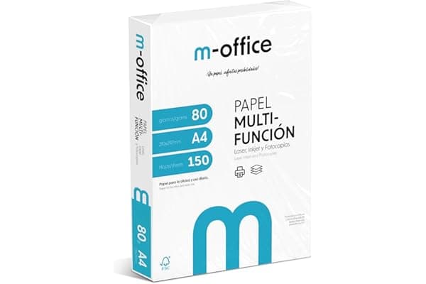 Confezione di fogli A4 80 g, confezione da 150 fogli, carta multifunzione per stampante inkjet e laser, fogli A4 210 x 297 mm, ideali per l'ufficio e la casa · m-office (150 fogli)
