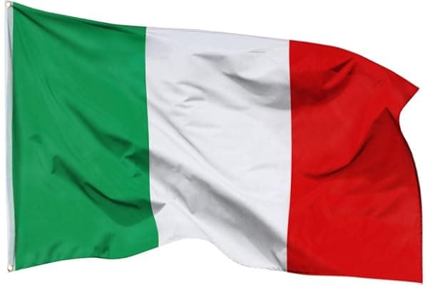 Aricona Bandiera Italia 90x150cm – italiana – grande - resistente alle intemperie - con occhielli in ottone - in tessuto 100% poliestere - cuciture doppie robuste e colori vivaci – ideale per barca