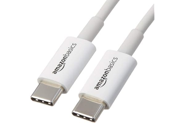 Amazon Basics Cavo di ricarica rapida da USB-C a USB-C, velocità 480 Mbps, certificato USB-IF, per ricarica rapida Apple iPhone 16/15, iPad, MacBook, Samsung Galaxy, tablet, laptop, 1.8 m, bianco