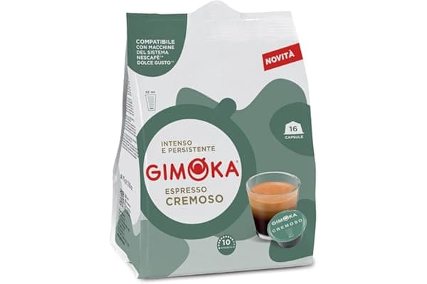 Gimoka - 64 Capsule Compatibili con Macchinetta Caffè Nescafé®* Dolce Gusto®* - Gusto Cremoso – Intensità 10 - 4 Confezioni da 16 Capsule - Made in Italy
