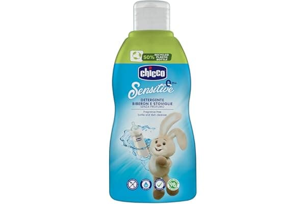 Chicco Detergente Biberon, Ciucci e Stoviglie 300ml, Senza Coloranti e Fragranze, Formula con Ingredienti di Origine Naturale, Igiene Sicura per Neonato