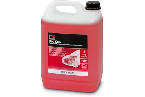 ERRECOM Red Cool, Liquido Radiatore Rosso Fluorescente -10°C/+103°C, antigelo G12 con Pacchetto inibitore a Base Organica Oat, Pronto all’Uso, 5 Litri