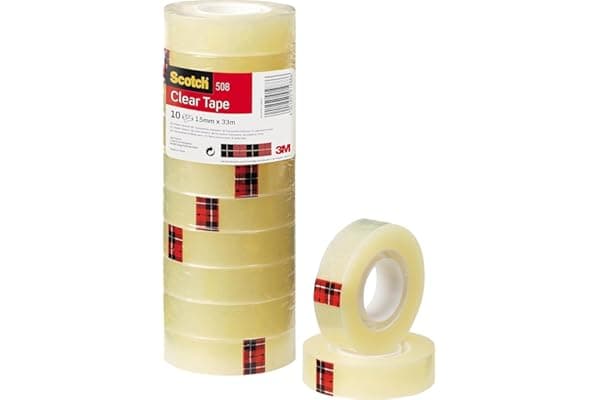 Scotch Nastro Adesivo Trasparente - 10 Rotoli (15 mm x 33 m) - Nastro Multiuso Forte e Duraturo per Casa, Ufficio e Scuola