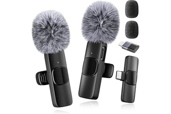voijump Mini Mic Pro - Micrófono inalámbrico para iPhone, iPad y Android (Paquete de 2) - Micrófono de Solapa con USB-C para grabación de Video, entrevistas, podcasts, Vlogs, ASMR, TikTok y Youtube
