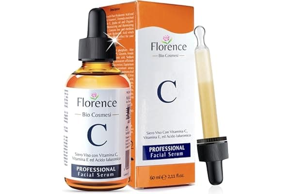 60ml. Bio Siero Vitamina C e Vit. E. Siero Viso Acido Ialuronico Antirughe, Antimacchie Illuminante, e Antietà. Ideale Come Crema Contorno Occhi e per Dermaroller. Biologico,Vegano