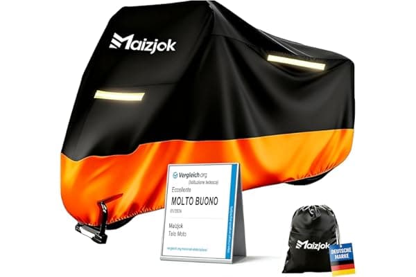 Maizjok® Telo Moto da Esterno Interno Telo Coprimoto Impermeabile Copri Moto 210D Poliestere Copertura Universale per Scooter Motorino Ciclomotori Motocicletta Stradale Motocross (245x105x125cm）