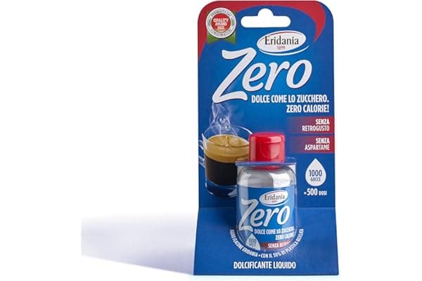 Eridania Zero - Dolcificante Liquido, Comodo Flaconcino da Portare con Te, 500 Dosi, 2 Gocce Equivalgono ad 1 Dose, Comodo Tappo Salvagocce Apri&Chiudi Integrato, 50 ml, 1 pezzo