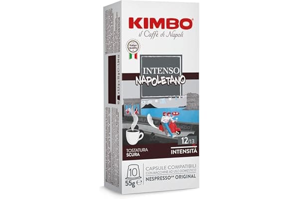 Kimbo, Intenso Napoletano, 100 Capsule Caffè Compatibili Nespresso® Original®, Miscela Decisa e Corposa, Intensità 12/13, Tostatura Scura, 10 Pack da 10 Capsule