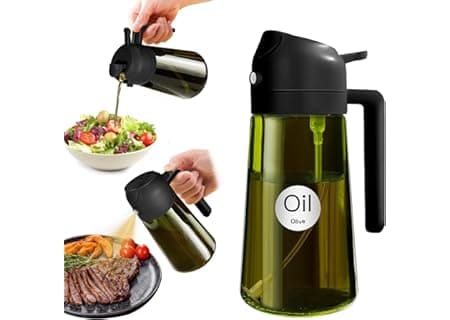 YARRAMATE Spruzzino Olio in Vetro Luce Blocco Scuro Verde per Friggitrice Aria 2 in 1, 470 ml Dosatore d'Oliva Bottiglia e…