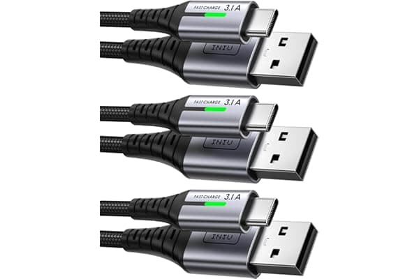 INIU Cavo USB Type-C, Cavo USB A a USB C 3,1A Ricarica Rapida [3Pezzi/0,5+2+2m] Lega Intrecciato in Nylon QC 3,0 Cavo Tipo C per iPhone 17 16 15, Samsung S25 24 Ultra, Xiaomi Huawei Pixel OnePlus ECC.
