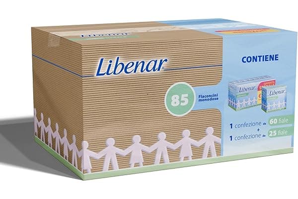 Libenar Soluzione Isotonica, Soluzione Fisiologica Salina per Detersione di Naso, Occhi, Orecchie e per l'Inalazione in Aerosol, Adatto a Neonati e Bambini, Flaconcini Monouso da 5 ml, 85 Flaconcini