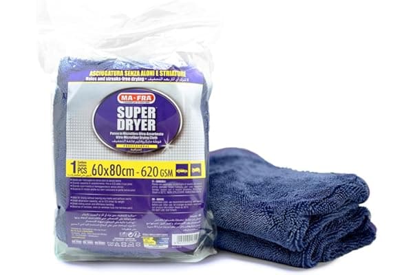 Ma-Fra, Super Dryer, Panno in Microfibra Ultra-Assorbente per una Asciugatura Perfetta di Tutte le Superfici Esterne dell'Auto, Non Lascia Aloni o Striature, Ultra Resistente e Maxi Formato 60x80cm