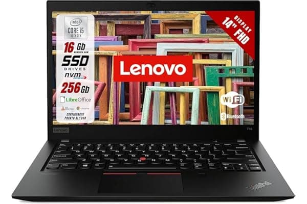 Lenovo Thinkpad T14 Gen 1 Business Laptop, 14" FHD Notebook Intel Core i5-10310U, 16 GB DDR4 RAM, SSD da 256 GB, Layaut tastiera Italiano, Windows 11 Pro (ricondizionato)