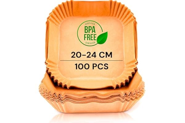 edihome, Carta Forno per Friggitrice ad Aria, BPA Free, Monouso, Adatto al Forno, da 5 a 8 litri (Quadrata, 20-24 cm)