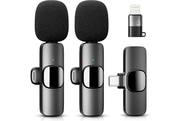 YRF Microfono Lavalier Wireless per iPhone Android iPad, mini microfono, 65FT Range, microfono wireless per la registrazione video, streaming, Podcast, Vlogging, Youtube, Tiktok
