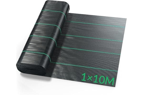 Velway Telo Pacciamatura 1x10M - 100g/m² Telo Anti Erbacce per Orto, Giardino, Tessuto Permeabile all'Acqu, Stabilizzazione ai Raggi UV,Barriere Contro Le Erbe Infestanti