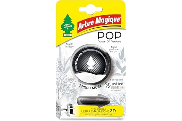 Arbre Magique POP, Profumatore Auto Solido, Fragranza Fresh Musk, Profumazione Morbida e Fresca, Durata Fino a 30 Giorni, Design Italiano, Confezione da 1 Pezzo