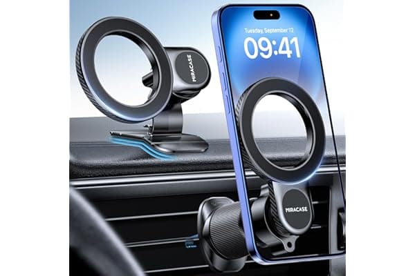 Miracase Porta Cellulare Auto con MagSafe【Potente Magnetico】Supproto Telefono Auto Magnetico【Gancio in Metallo】Porta Telefono Auto per Il Cruscotto & Presa d'Aria di Auto Compatibile con Smartphones