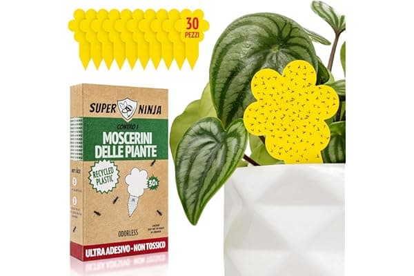 Super Ninja Trappole anti Moscerini delle Piante - 30 Pezzi, Esche Adesive Eco, Catturano i Moscerini del Terriccio in Casa, Senza Insetticidi, Sicure per uso Interno/Esterno, Durata 3 Mes