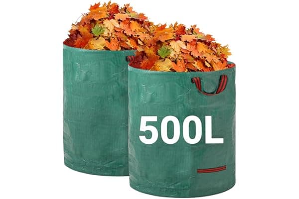 Velway Sacchi per Rifiuti da Giardino Resistenti - 500L x 2Pacchi Sacchi da Giardino Riutilizzabili con Maniglie - Tessuto Industriale per Foglie Rifiuti Detriti