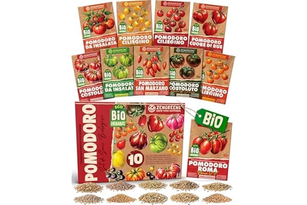 ZenGreens® - Set di Semi di Pomodoro bio (10 pezzi) - 10 Semi di Pomodoro per Coltivazione Facile in Giardino, Balcone o Serra - Semi da Piantare - Sementi